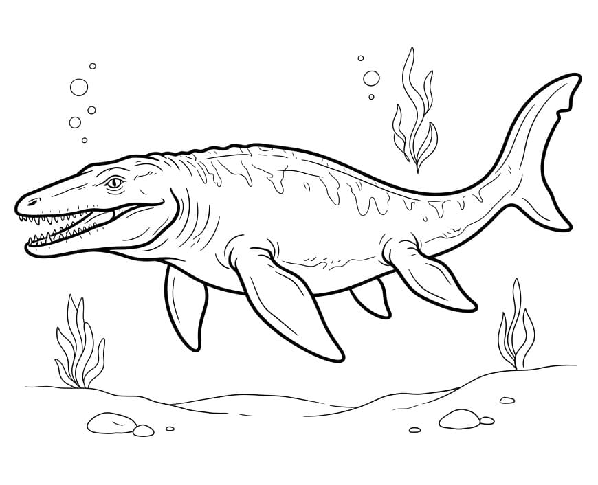 Fise de colorat cu Dinozaurul Mosasaurus