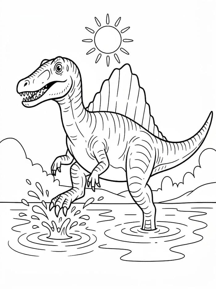 Fise de colorat cu Imprimă Spinosaurus
