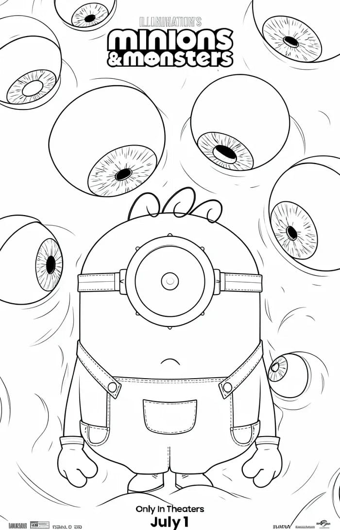 Fise de colorat cu Minionii și monștrii (10)