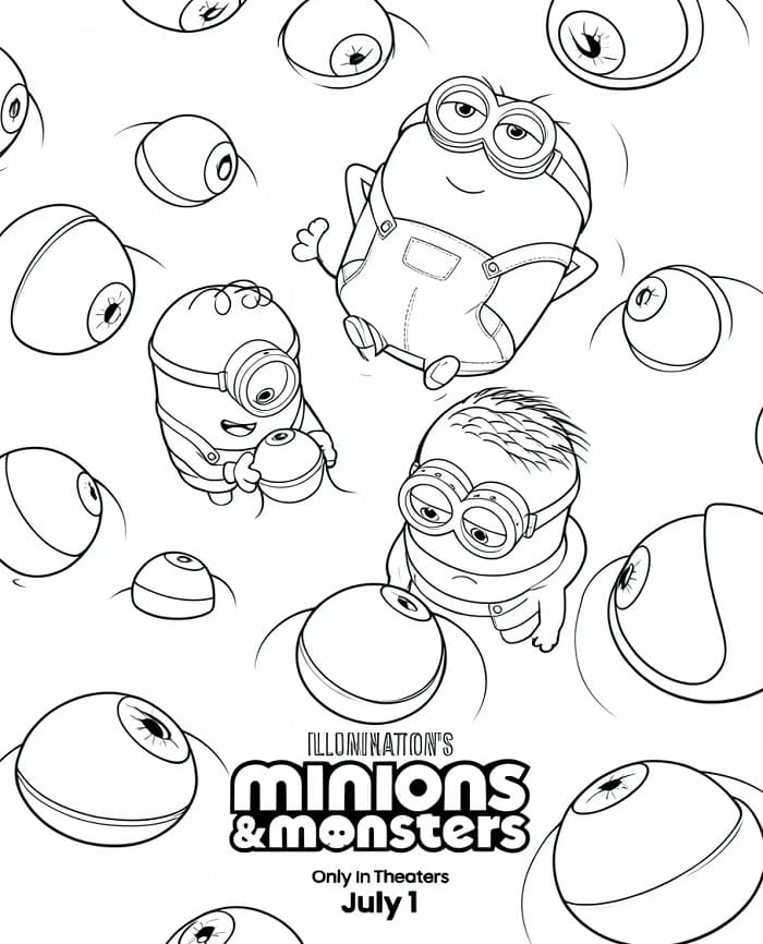 Fise de colorat cu Minionii și monștrii (12)