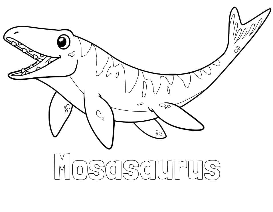 Fise de colorat cu Mosasaurus de imprimat