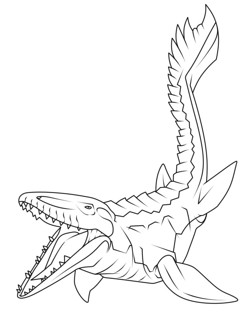 Fise de colorat cu Mosasaurus gratis