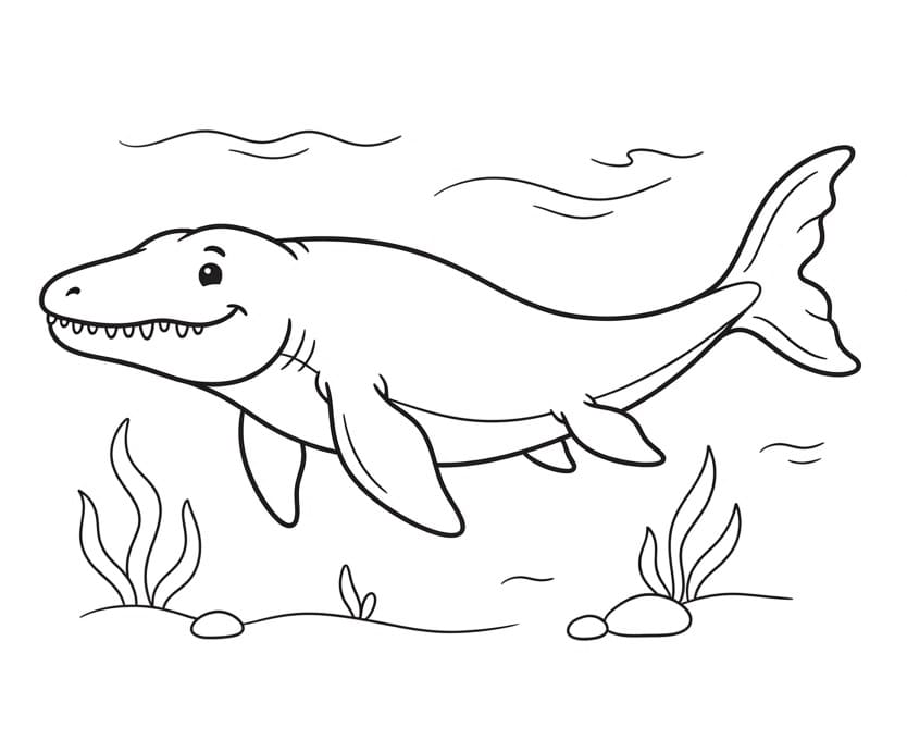Fise de colorat cu Mosasaurus gratuit