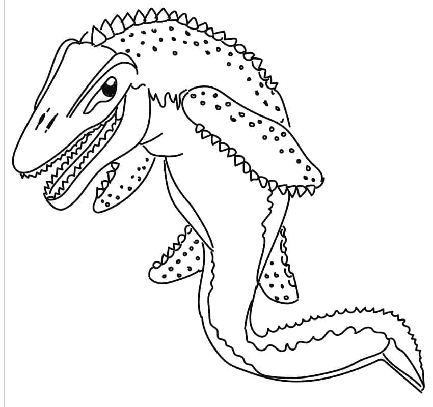 Fise de colorat cu Planșă Mosasaurus imprimabilă pentru copii