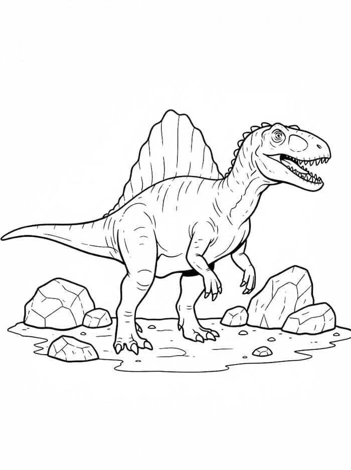 Fise de colorat cu Planșă Spinosaurus gratuită de imprimat