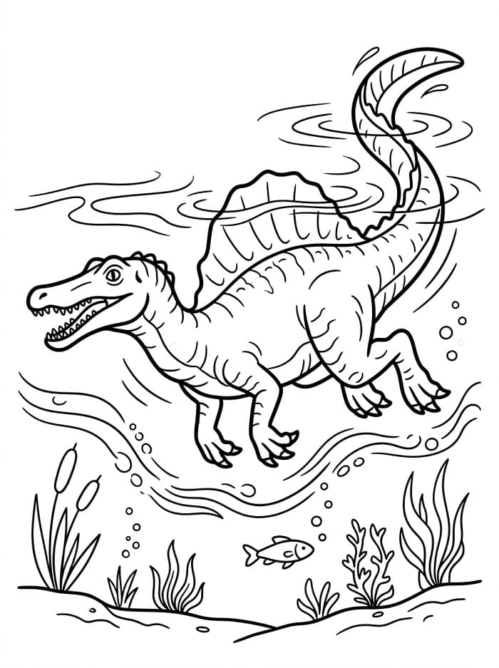 Fise de colorat cu Planșă Spinosaurus imprimabilă pentru copii