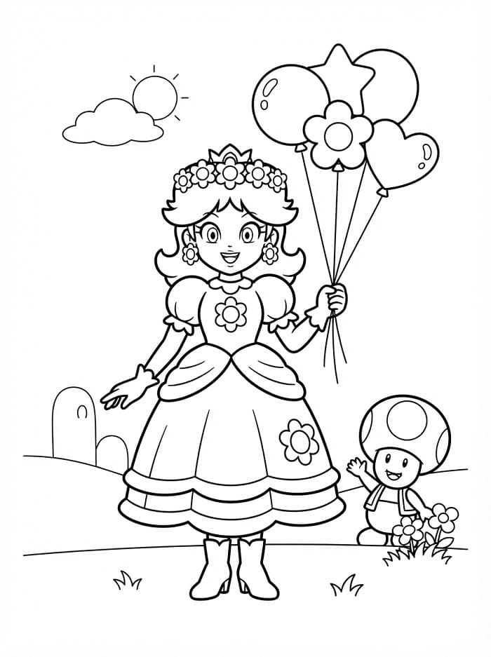 Fise de colorat cu Planșă cu Prințesa Daisy imprimabilă