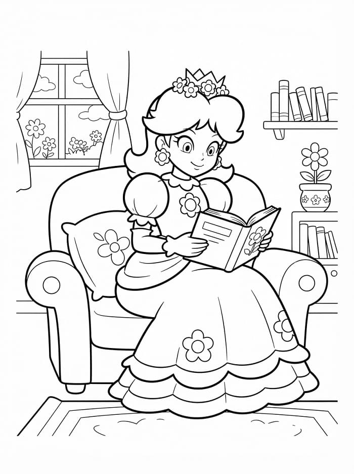 Fise de colorat cu Prințesa Daisy de la Nintendo