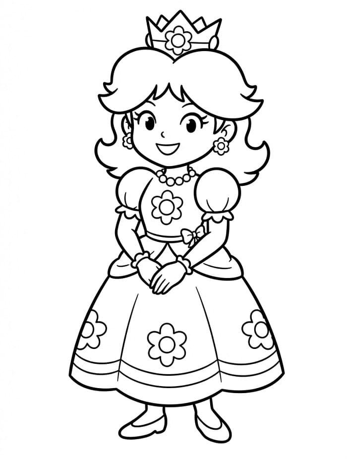 Fise de colorat cu Prințesa Daisy din Mario