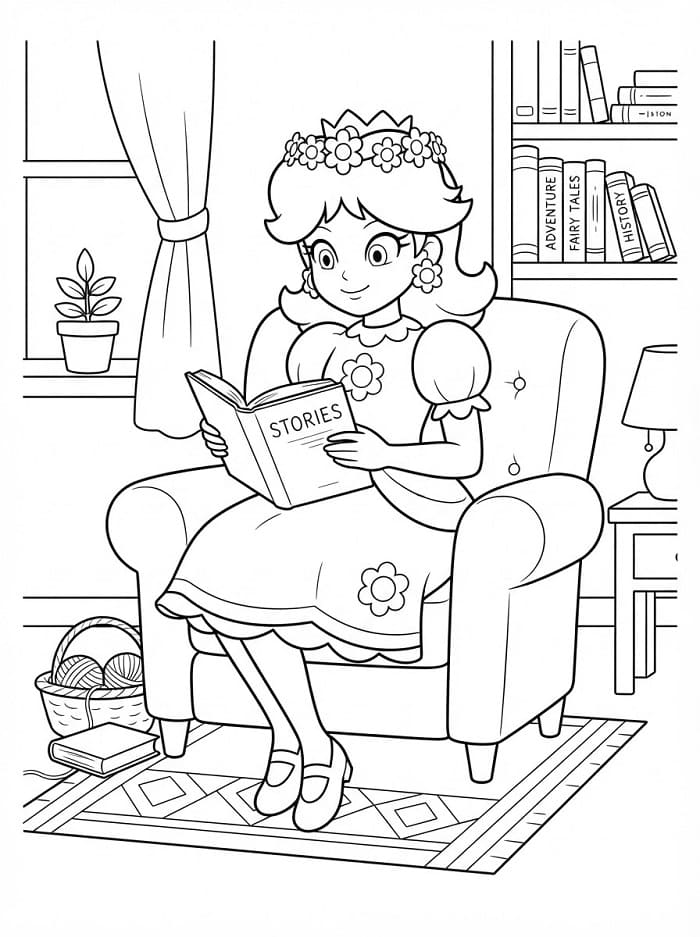 Fise de colorat cu Prințesa Daisy din Super Mario