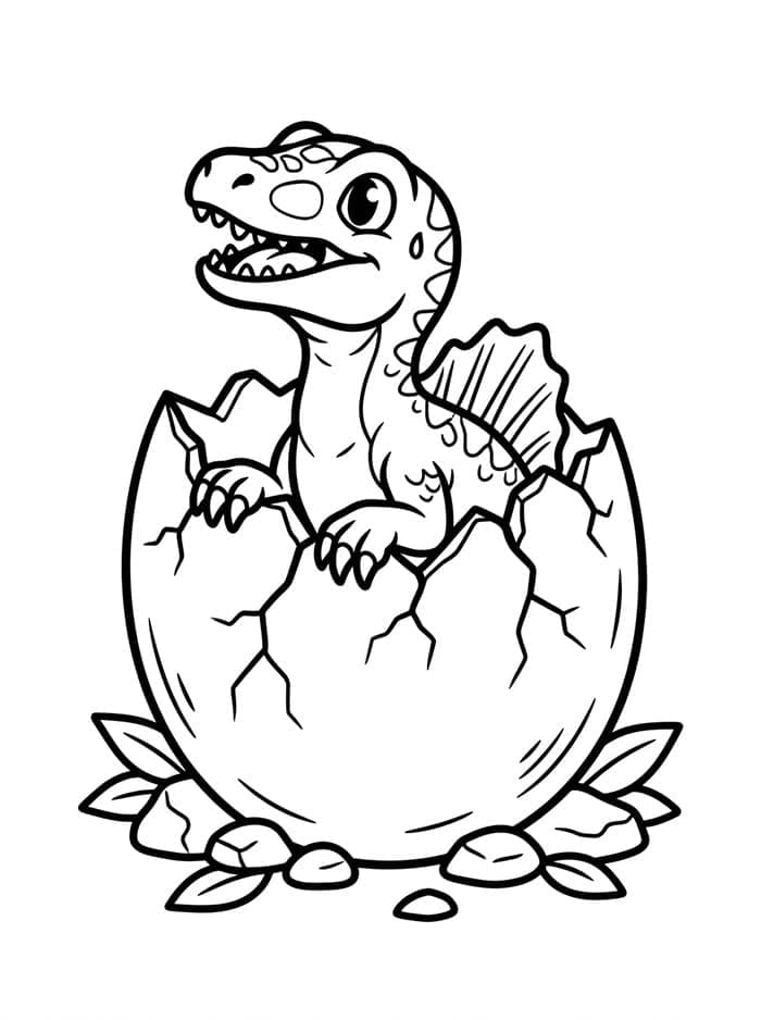 Fise de colorat cu Pui de Spinosaurus