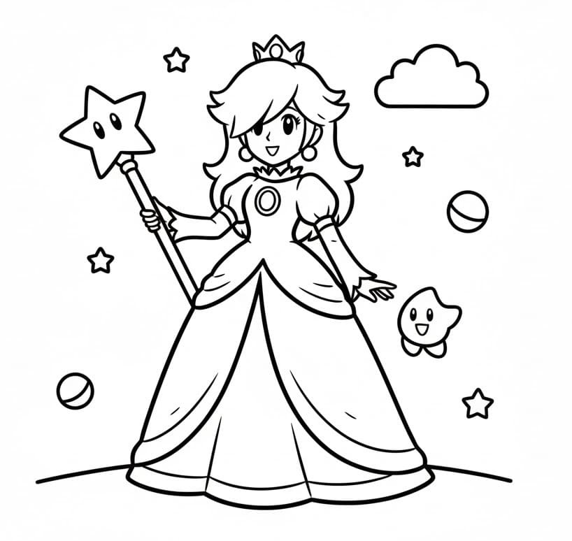 Fise de colorat cu Rosalina de imprimat
