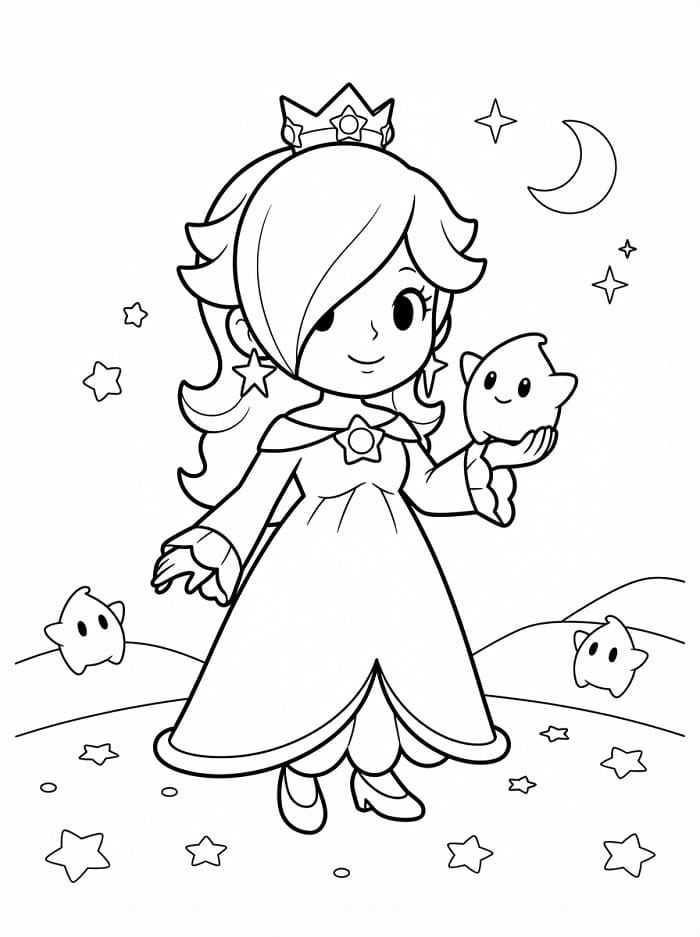 Fise de colorat cu Rosalina de la Nintendo