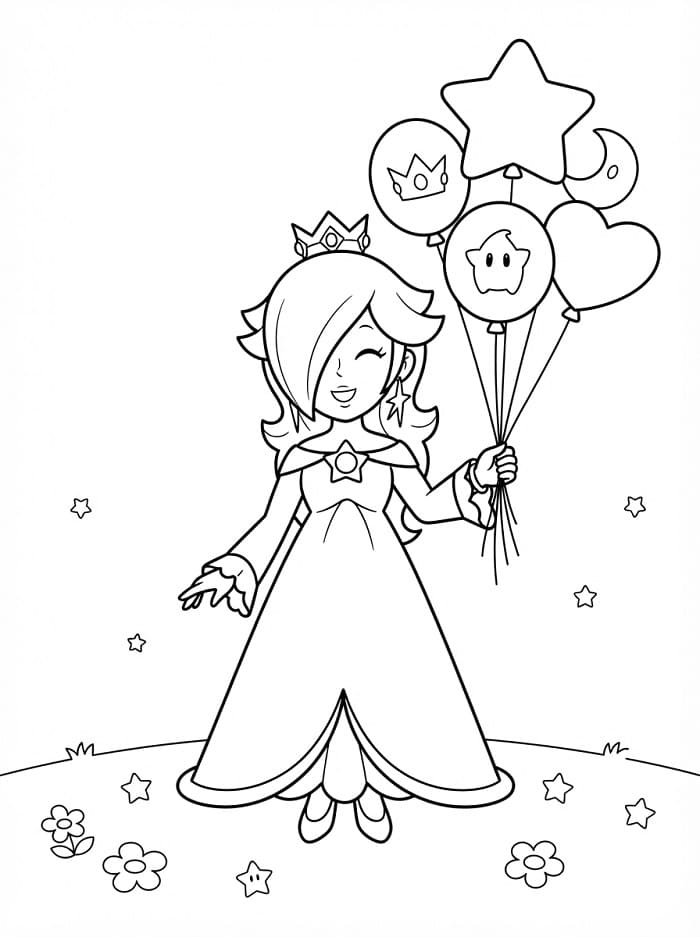 Fise de colorat cu Rosalina din Mario Bros.