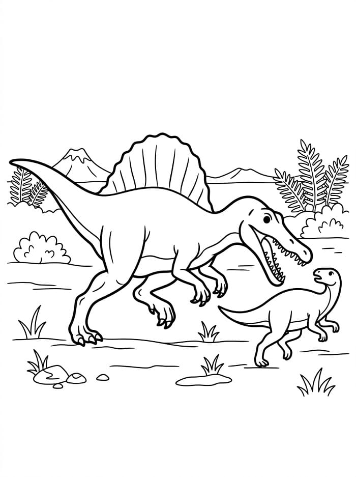 Fise de colorat cu Spinosaurus de imprimat