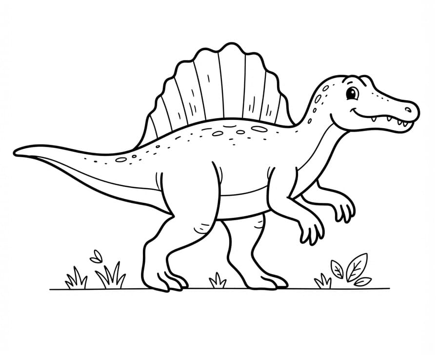 Fise de colorat cu Spinosaurus drăguț