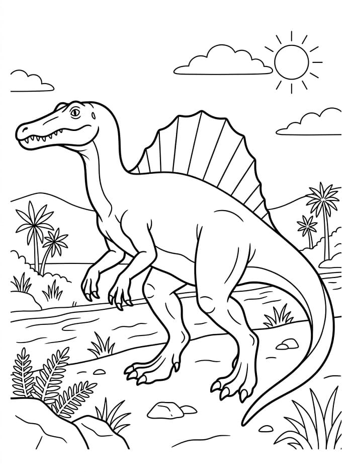 Fise de colorat cu Spinosaurus gratuit pentru imprimare