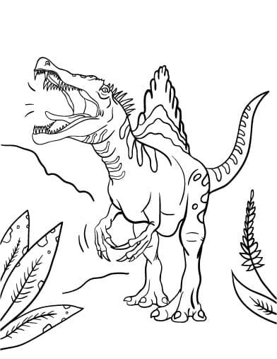 Fise de colorat cu Spinosaurus imprimabil gratuit