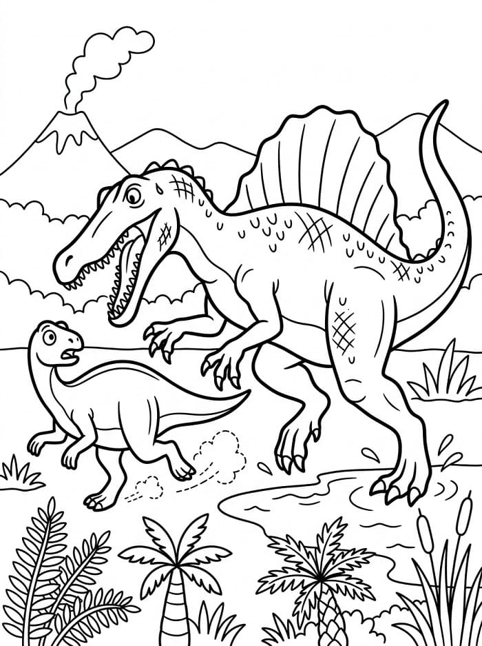 Fise de colorat cu Spinosaurus pentru copii