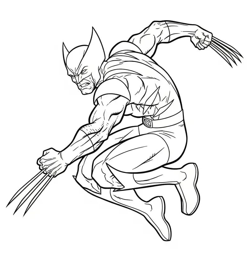 Fise de colorat cu Wolverine desen animat