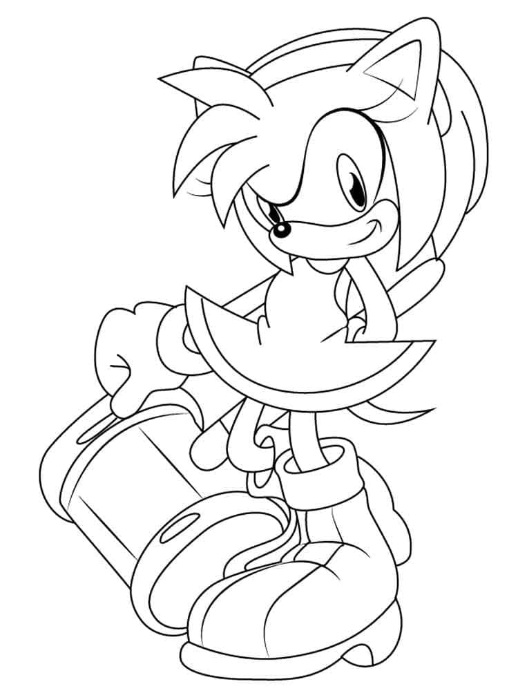 Fise de colorat cu Amy Rose adorabilă