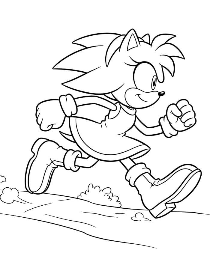 Fise de colorat cu Amy Rose alergând