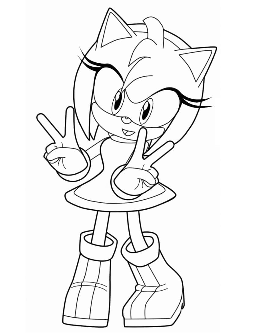 Fise de colorat cu Amy Rose cool