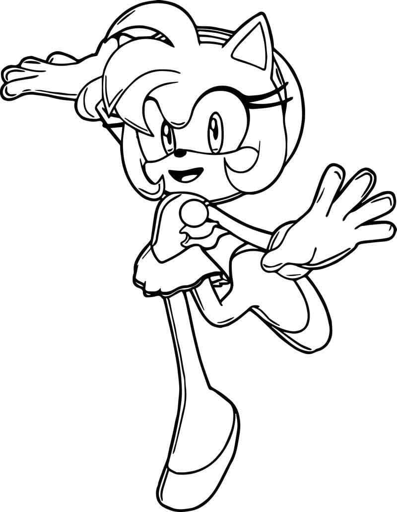 Fise de colorat cu Amy Rose desen animat