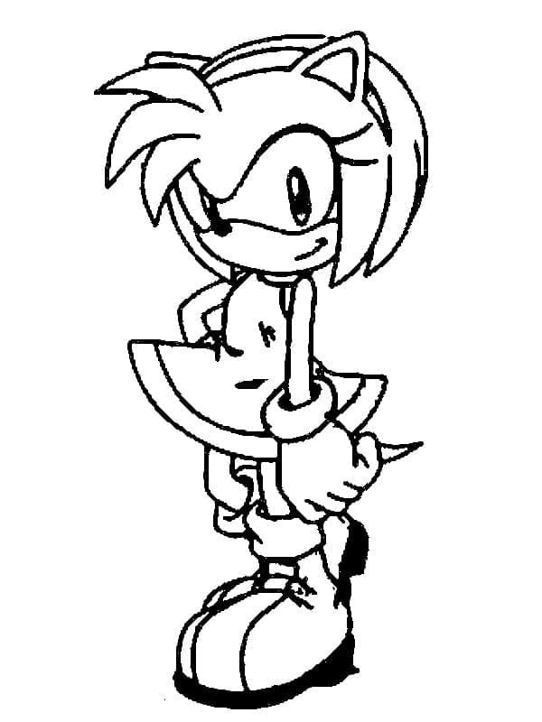 Fise de colorat cu Amy Rose din Sonic