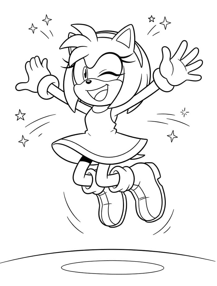 Fise de colorat cu Amy Rose sărind
